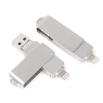 供应金属旋转u盘 适用于苹果iPhone安卓 三合一金属OTG手机u盘32g