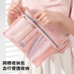跨境简约网布化妆袋大容量旅行洗漱包数据线收纳袋多功能证件卡包