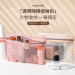 跨境简约网布化妆袋大容量旅行洗漱包数据线收纳袋多功能证件卡包