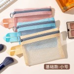 跨境简约网布化妆袋大容量旅行洗漱包数据线收纳袋多功能证件卡包