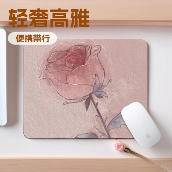 粉色玫瑰鼠标垫小号花朵唯美女生办公软垫键盘垫便携杯垫礼品现货