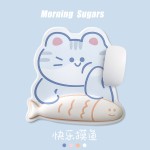 可爱快乐摸鱼护腕鼠标垫护手腕键盘手托键盘垫办公鼠标垫子女生