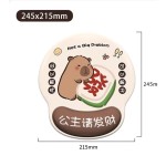 可爱卡皮巴拉护手腕鼠标垫问题不大水豚橡胶办公滑鼠垫电脑键盘垫
