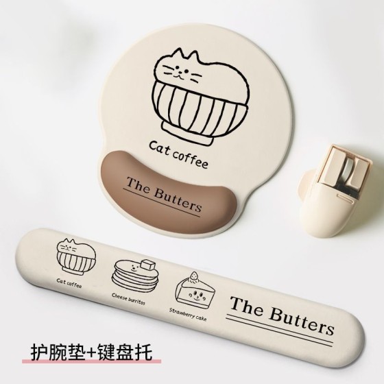 新款创意简笔画鼠标垫护腕办公滑鼠垫键盘橡胶质手托学习护腕手垫
