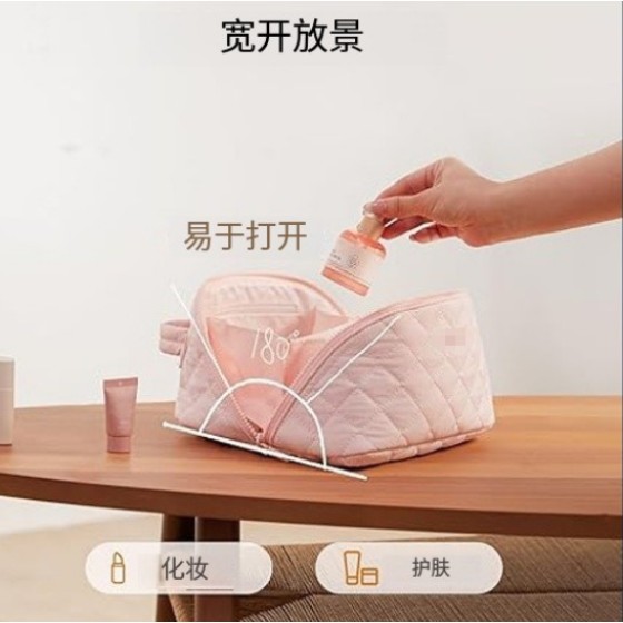 现货跨境化妆包女2025旅行随身手提化妆袋大容量子母化妆品收纳包