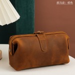 女士真皮化妆包大容量洗漱包女头层牛皮化妆品护肤品收纳包疯马皮