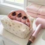 适用Dyson Airwrap吹风机卷发棒美发工具收纳袋 碎花带隔层化妆包