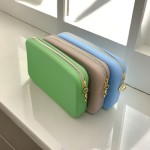 硅胶化妆品收纳包大容量拉链便携旅行洗漱收纳袋方形数码马卡龙色