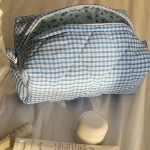 跨境新品格纹化妆包大容量小清新便携化妆品收纳包全棉绗缝洗漱包