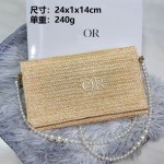 新款柜台夏天礼满赠金色草编包大容量手拿包女生化妆包洗漱包