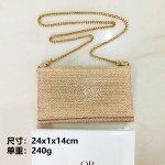 新款柜台夏天礼满赠金色草编包大容量手拿包女生化妆包洗漱包