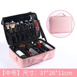 专业隔板粉色PU皮化妆包化妆品收纳跟妆美甲纹绣手提化妆箱大容量