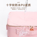 专业隔板粉色PU皮化妆包化妆品收纳跟妆美甲纹绣手提化妆箱大容量