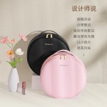 带镜子LED灯圆形化妆包大容量手提出差旅行便携化妆品收纳包 （含认证）