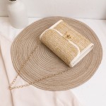 女包2022新款编织纹锁扣金属流苏小方包休闲简易手机包small bag