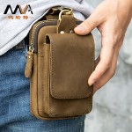 男士真皮手机腰包男用穿皮带牛皮手机包工地多功能挂包waist bag