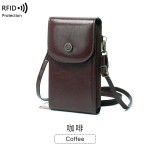 跨境2024新款RFID防磁手机包复古油蜡皮手机袋百搭女士单肩斜挎包