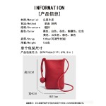 跨境专供头层牛皮手机包2026新款百搭荔枝纹红色真皮斜挎小包女