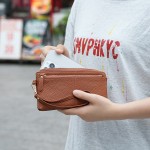 多功能女士长款钱包真皮三拉链大容量手机包便携手腕带休闲手抓包