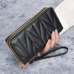 简约新款钱包韩版可爱pu长款零钱包大容量女士多卡拉链腕包手机包