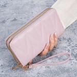 简约新款钱包韩版可爱pu长款零钱包大容量女士多卡拉链腕包手机包
