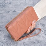 简约新款钱包韩版可爱pu长款零钱包大容量女士多卡拉链腕包手机包