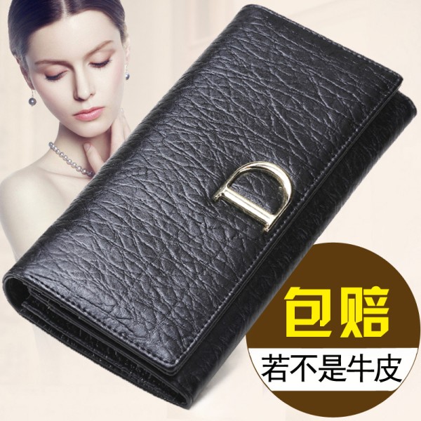 厂家现货 女士钱包女长款真皮牛皮纯皮多卡位钱夹手拿 一件代发