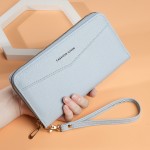 新款钱包女长款欧美复古单拉链手拿包大容量零钱手机包实用手腕带