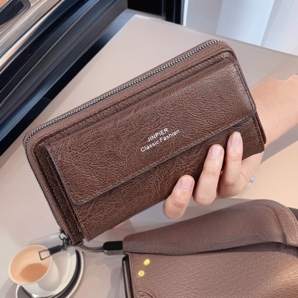 跨境男士钱包PU多卡位休闲长款钱夹新款大容量手拿包手机零钱包男