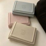 韩系奶油色钱包可爱收纳粉蓝卡包简约多功能女精致学生便携礼物