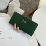 2026热销真皮长款女式钱包头层牛皮对折手拿包女士多卡位设计6905