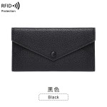跨境新款RFID防盗刷女士钱包荔枝纹软皮长款信封包超薄简约手拿包
