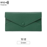 跨境新款RFID防盗刷女士钱包荔枝纹软皮长款信封包超薄简约手拿包