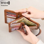 跨境新款RFID防盗刷女士钱包多卡位简约三折皮夹欧美复古短款钱包