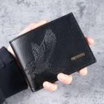 短款男士钱包薄款2024新款高颜值老鹰图案学生青年软皮零钱包卡包