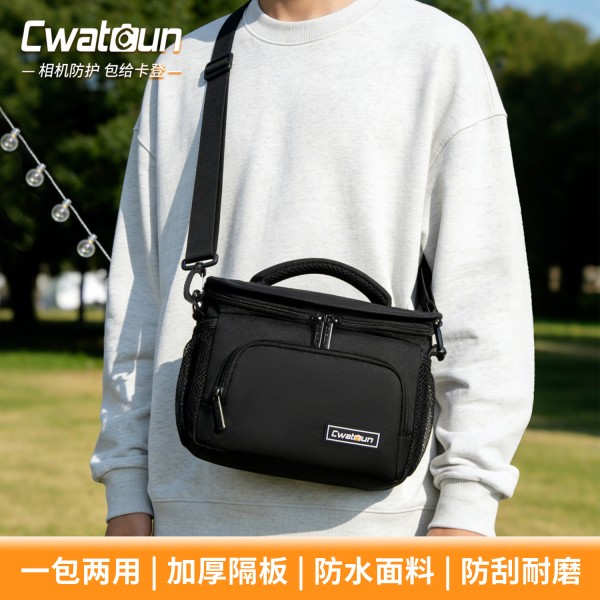 Cwatcun香港单反相机包 单肩900D涤纶收纳包户外轻便多功能摄影包