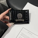 厂家现货直销新款克罗鳄鱼纹卡包卡套原皮三折包潮流风证件包小众