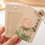 莲花竹子中国风古风双卡位皮质卡套校牌学生校园公交卡饭卡卡包