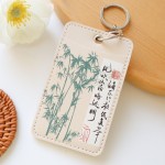 莲花竹子中国风古风双卡位皮质卡套校牌学生校园公交卡饭卡卡包
