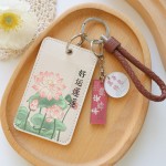 莲花竹子中国风古风双卡位皮质卡套校牌学生校园公交卡饭卡卡包