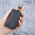 跨境时尚荔枝纹多功能钥匙包男女钥匙收纳皮套大容量一体式匙包扣