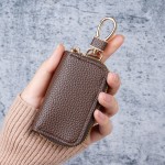 跨境时尚荔枝纹多功能钥匙包男女钥匙收纳皮套大容量一体式匙包扣