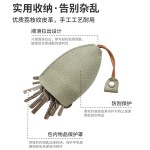 真皮抽拉式钥匙包 创意个性通用汽车钥匙收纳包小巧便携抽绳小包