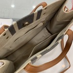 跨境女士手提包包ins条纹简约大容量帆布包 职业通勤公文单肩大包