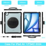 适用iPad Air13 2025平板保护套Pro11 M4旋转手带 防摔支架三防壳