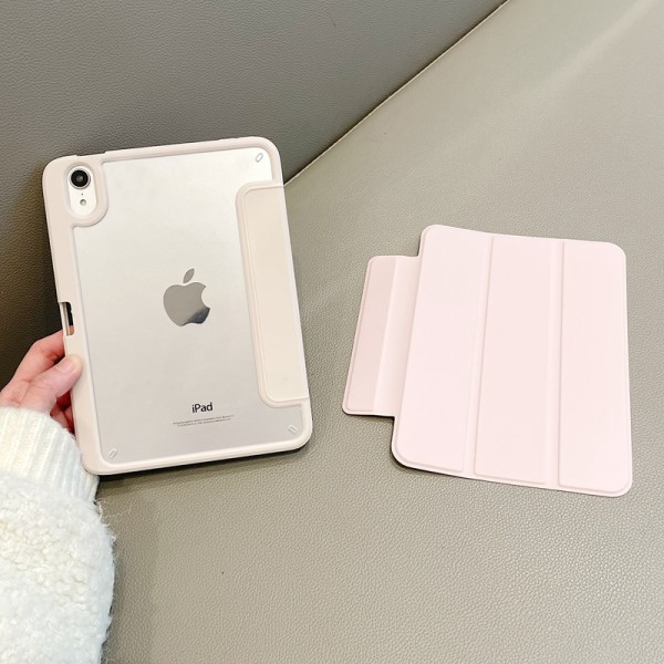 适用苹果ipad2024保护套可拆卸pro11磁吸5防弯mini6亚克力8带笔槽