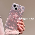粉粉爱心FYD水波纹适用苹果17AIR镭射褶皱女iphone16promax手机壳