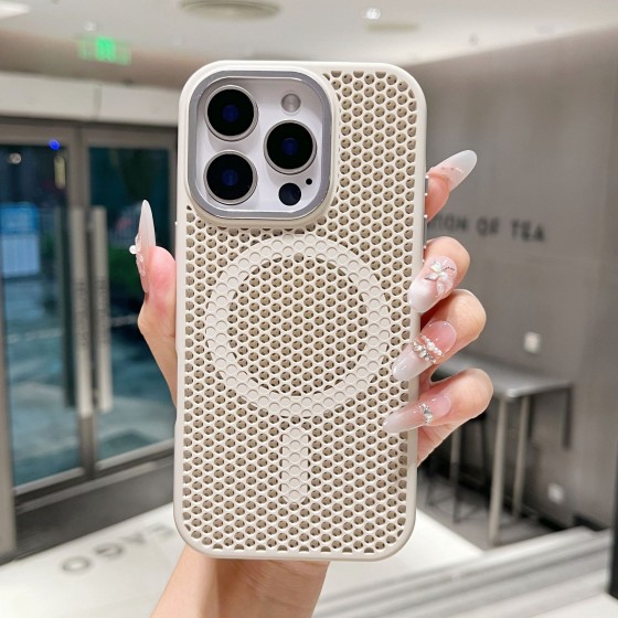 iPhone17Promax散热磁吸手机壳小众苹果15/14/13网壳16纯色保护壳