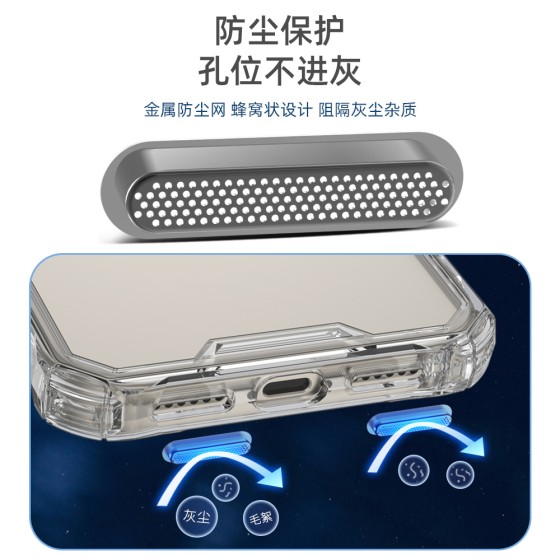 适用高质量17promax透明手机壳不易发黄苹果高透tpu+PC二合一硬壳