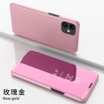 适用iPhone16电镀镜面手机壳苹果13翻盖立式支架皮套17PRO保护套